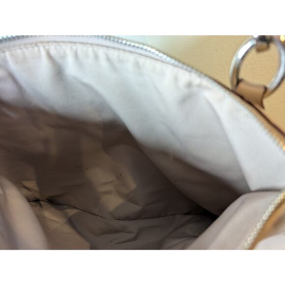 Coach Leather Satchel Taupe Greige Crossbody Bag Silver Hardware Zip Top Pockets - Picture 9 of 14